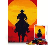 Cowboy Silhouette Riding Into The Sunset Jigsaw Puzzles1000 Pieces Sharp Mind, Accurate Cut, Family Activity, (38x52cm)