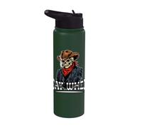 Cowboy Skeleton Skull Say When Gothic Western Halloween Stainless Steel Insulated Water Bottle