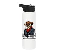 Cowboy Skeleton Skull Say When Gothic Western Halloween Stainless Steel Insulated Water Bottle