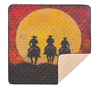 Cowboy Sunset Large Stylish Baby Activity Play Mat for Floor Lightweight Padded Play Mat for Baby Kids Toddlers Infants, 50'' x 50''