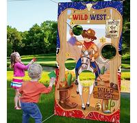 Cowboy Toss Game, Wild West Cowboy Backdrop with 3 Pack Bean Bags for Kids Adults, Cowboy Throwing Game for Western Party Decorations Favor Outdoor Indoor Games Family Class Activity Carnival