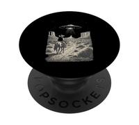 Cowboy UFO Alien Encounter Horse Retro Western Desert PopSockets Adhesive PopGrip