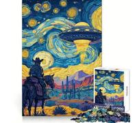 Cowboy, UFO, And Starry Night 1000 Pieces Jigsaw Puzzles for Adults Think Smart, Snug Edge, Home Activity, Xmas Surprise (50x75cm)