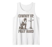 Cowboy Up Pray Hard Christian Rodeo Faith Western Tank Top