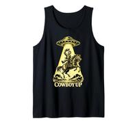 Cowboy Up UFO Abduction Funny Western Alien Design Tank Top