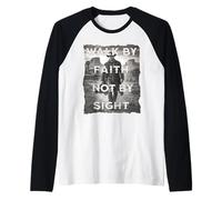 Cowboy Walk by Faith Bible Verse Western Jesus for Mens Raglan Baseball Tee