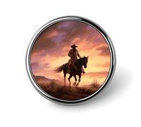 Cowboy West Button Pin,Design Your Own Personalized Pin Back Button Badges Exquisite Round Badge Travel Brooch Metal Decorative Pins for Hat Clothes Backpack
