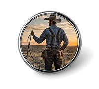 Cowboy West Button Pin Round Metal Lapel Pins Badges Classic Cute Brooche Pin Personalized Pinback Button Badges Novelty Funny Enamel Pins for Backpacks Jackets Bags