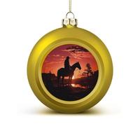 Cowboy West Christmas Tree Ornaments 4CM Shatterproof Pc Plastic Balls with Lanyard Baubles Hanging Christmas Ball Ornaments for Xmas Tree Holiday Party Wedding Home Decorations