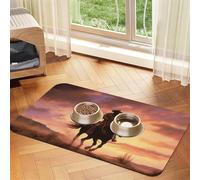 Cowboy West Dog Food Mats for Floors, 12x18 Inch Non-Slip Super Absorbent Pet Food Mat, Dishwasher Dog Mat for Food and Water, Cute Quick Dry Pet Feeding Mat for Dogs Puppy Cats