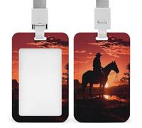 Cowboy West ID Badge Holder with Vertical Card Badge Holder Waterproof Plastic Card Sleeve Badges Protector Case Name Tag ID Card Holder for Office Doctor Nurse Teachers