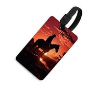 Cowboy West Luggage Tag for Suitcases TSA Approved with Name Id Card Suitcase Tags Identifiers Black Strap Clear Window Personalized Baggage Tag for Cruise Airport Travel Essentials