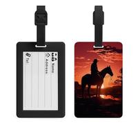 Cowboy West Luggage Tags for Suitcases Personalized Luggage Tags Business Card Holder Travel ID Bag Tag with Address Card Quick Spot Baggage Identifier for Carry On