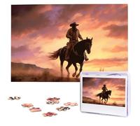 Cowboy West Puzzles for Adults 1000 Pieces, Wooden Puzzle Personalized Jigsaw Puzzles from Photos, Challenging Puzzle Art Painting Home Decor Birthday Party Gift (29.5" x 19.7")