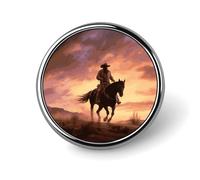 Cowboy West Round Lapel Pin Women's Novelty Buttons & Pins Metal Badge Cute Brooch Retro Pinback Badge Fashion Bag Pins for Hat Backpacks Tie Suit Wedding Party Accessory, Circular, Aluminum, no