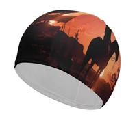 Cowboy West Swim Cap, Comfortable Swimming Cap for Women Men, Waterproof for Training Pool & Beach