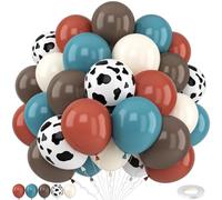 Cowboy Western Balloons, 12inch Cow Print Retro Coffee Brown Slate Dusty Blue Sand White Balloons for Boy First Rodeo Birthday Western Cowboy Baby Shower Farm Country Wild West Theme Party Decor