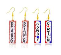 Cowboy Western Earrings for Women - Bang/Cowboy Boot Red Hat Earrings for Fans Concert Merch Cowgirl Western Outfits for Women, No Metal Type, No Gemstone