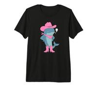 Cowboy Whale Meme Coquette Pink Hat and Boots Howdy Humor Premium T-Shirt