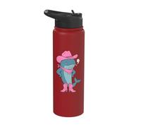 Cowboy Whale Meme Coquette Pink Hat and Boots Howdy Humor Stainless Steel Insulated Water Bottle