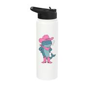 Cowboy Whale Meme Coquette Pink Hat and Boots Howdy Humor Stainless Steel Insulated Water Bottle