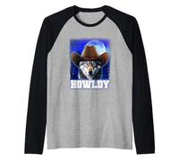 Cowboy Wolf Howldy Funny Mashup Howl Howdy Raglan Baseball Tee