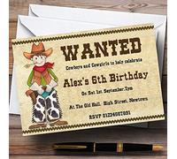 Cowboys and Cowgirls Theme Personalised Birthday Party Invitations - Th25