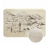 Cowboys Bath Mats for Bathroom Wild West Desert Lanscape Silhouette Prairie Hill Floor Bath Rugs Machine Washable Bathmat Carpet Rug Room Decor for Shower Floor 20 X 31 in Mat