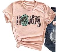 Cowboys & Beer Steer Skull Shirt Women Vintage Country Music Tshirt Retro Western Cowboy Rodeo Blouse Tees Tops (Pink L), Pink, Large