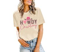 Cowboys & Beer Steer Skull Shirt Women Vintage Country Music Tshirt Retro Western Cowboy Rodeo Blouse Tees Tops (Beige-Hat XL), Beige