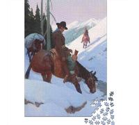 Cowboys Crossing Mountains 1000-Piece Puzzle for Adults, 38x26cm/1000pcs; A Practical Gift for Quiet Leisure Time; Low-dust White Cardboard Pieces