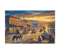 Cowboys Gathered 1000 Piece Jigsaw Puzzle for Adults Teens Study Break Relaxation Brain Exercise Colourful Design Great Gift for Students 1000 PCS