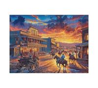 Cowboys Gathered 500 Pc DIY Jigsaw Puzzle Puzzles for Adults Teens Hard Challenging Team Building Stress Reducing Autumn High-grade Rigid Cardboard 500 PCS