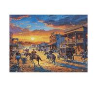 Cowboys Gathered 500 Piece Complete Jigsaw Puzzle Set Teens Beginners Educational Challenge Puzzle Fans Group Play Anniversary Fathers Thick Cardboard 500 PCS