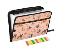 Cowboys Horse Expanding File Folder A4,13 Pockets File Organiser, Paperwork A4 Plastic Wallet Document Storage Expander for School,Office and Home