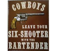 Cowboys-Leave Six-Shooter Metal Sign Wall Plaque 8X12 Inch