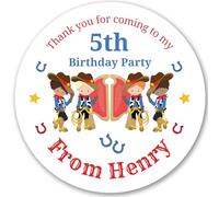 Cowboys Personalised Boy's Birthday Party Stickers, Wild West Theme Stickers (Choose Size - 12 or 24) Sweet Cone Stickers, Labels for Party Bags/Thank You Favour Stickers