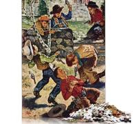 Cowboys Play Puzzle Difficult Hard 100 Percent Recycled Cardboard Jigsaw Puzzle for Adult Day 1000pcs (38x26cm)