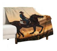 Cowboys Riding Horses Blanket, Soft Flannel Fleece Blankets Quick-Dry, Lightweight Throw Blanket for Couch, Bed, Office & Travel, Ideal Gift for Family & Friends, 60"x80"