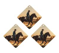 Cowboys Riding Horses Car Air Freshener, 3 Pcs Rhombus Hanging Air Freshener Cards, Long Lasting Fragrance Scented Cards for Car, Home, Office Black-style