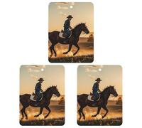 Cowboys Riding Horses Car Air Freshener, 3 Pcs Square Hanging Air Freshener Cards, Long Lasting Fragrance Scented Cards for Car, Home, Office Black-style