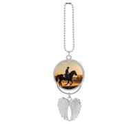 Cowboys Riding Horses Car Hanging Ornament Rear View Mirror Pendant Lucky Presents Hanging Ornament Funny Car Pendant for Office Auto Home Decoration Silver-style