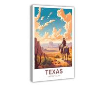 Cowboys Riding Horses in The Texas Desert, Southwest Scenery Canvas Poster Wall Art Decor Print Picture Paintings for Living Room Bedroom Decoration 16" L X 24" W