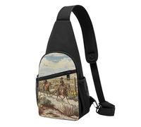 Cowboys Riding Horses Printed Chest Bag Sling Bag for Men Women, Outdoor Crossbody Fanny Packs Hiking Chest Packs Sport Daypacks
