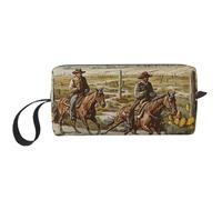 Cowboys Riding Horses Printed Makeup Bag Simple Travel Cosmetic Bags Waterproof Cosmetic Case Toiletry Bag Organizer for Women Mom Girls