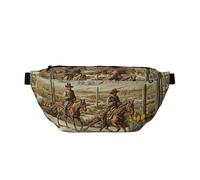Cowboys Riding Horses Printed Waist Bag Adjustable Bum Bag Lightweight Travel Waist Fanny Pack Belt for Walking Cycling Hiking Travel