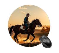 Cowboys Riding Horses Round Mouse Pad Smooth Glide Gaming Mousepad Extra Density Portable Comfortable Mouse Mat for Desk, Home, Office 7.8x7.8 Inches