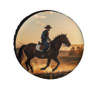 Cowboys Riding Horses Tire Covers Waterproof Anti UV Tire Cover 28inch Single Axle Wheel Covers for RV Truck SUV Trailer Universal for All Seasons