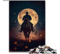 Cowboys Under The Moon Puzzles for Adults Teens 1000 Pieces, Educational Stress Relief Toy for Is Ideal As A Gift for The Whole Family (26x38cm)
