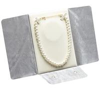 COWFEX Large Velvet Travel Jewelry Organizer Pearl Necklace Storage Carrying Case Display Folder (Grey)